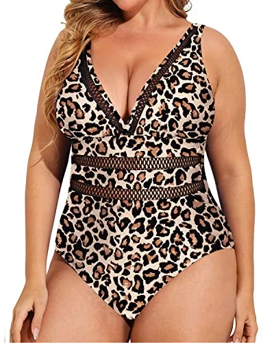 Metallic - finish bikini for a glamorous and eye - catching poolside lookTummy Control High Waist Push Up Swimwear-Leopard