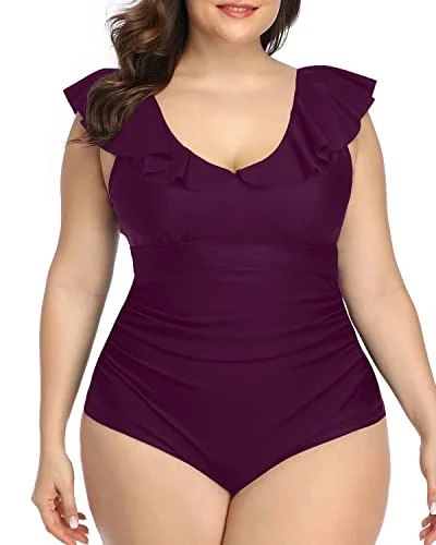 Maternity bikini for expecting mothers to enjoy the beach comfortablyVintage Style Plus Size V-Neck Bathing Suit-Maroon